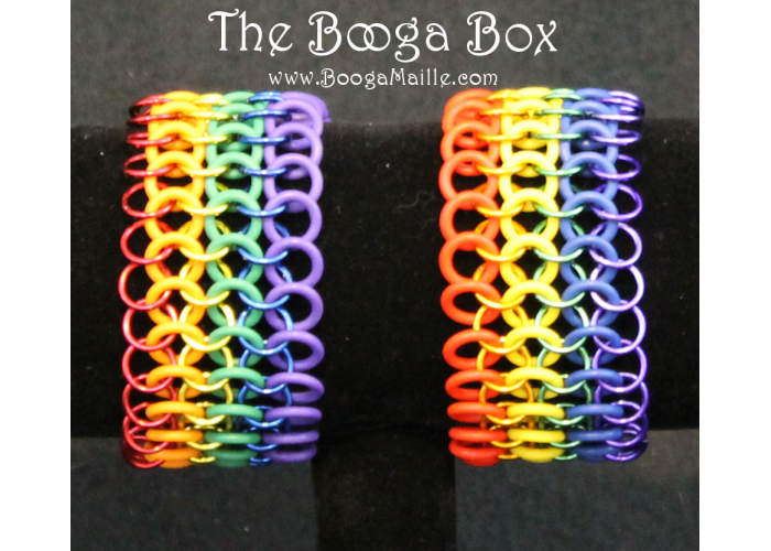 European 4-1 Rainbow Stretchy Cuff Bracelet Medium - Anodized Aluminum