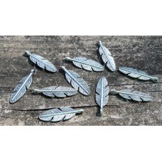 Antique Silver Metal Feathers - 20 Pieces