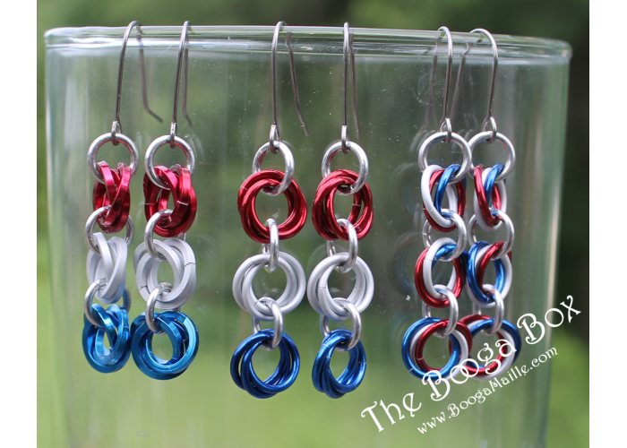 3 Mobius Chain Earrings - Anodized Aluminum