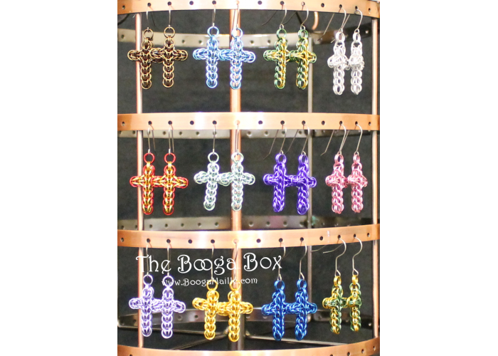 Cross Earrings - Anodized Aluminum Cross Earrings - Anodized Aluminum