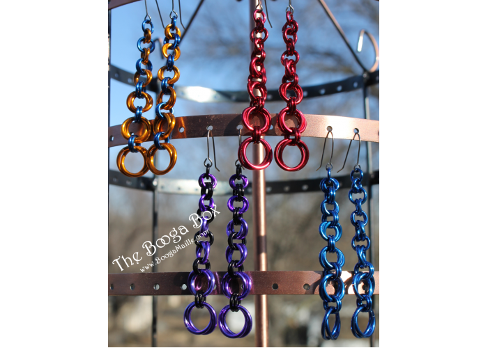 Graduated 2-Ring Mobius Earrings - Anodized Aluminum Graduated 2-Ring Mobius Earrings - Anodized Aluminum
