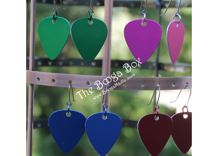1" Guitar Pick Earrings - Basic - Anodized Aluminum 1" Guitar Pick Earrings - Basic - Anodized Aluminum