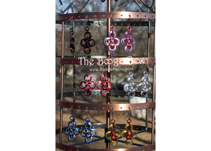 Japanese Diamond Shaped Earrings Un-Even - Anodized Aluminum Japanese Diamond Shaped Earrings Un-Even - Anodized Aluminum
