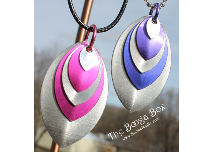 Layered 5 Scale Pendant Necklace - Anodized Aluminum Layered 5 Scale Pendant Necklace - Anodized Aluminum