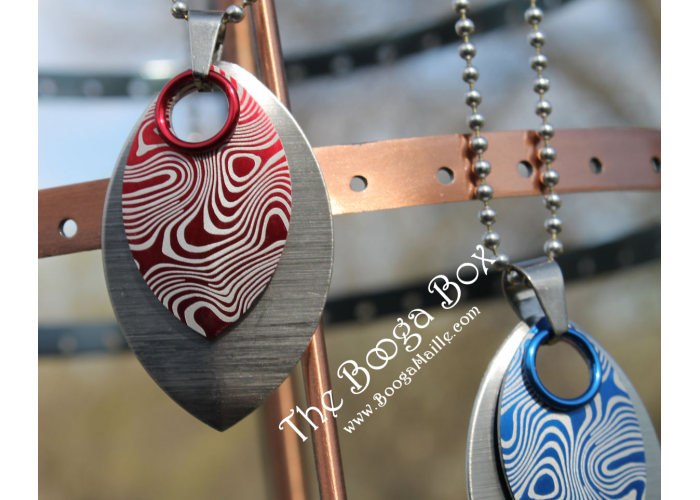 XL Double Damascus Etched Necklace - Anodized Aluminum