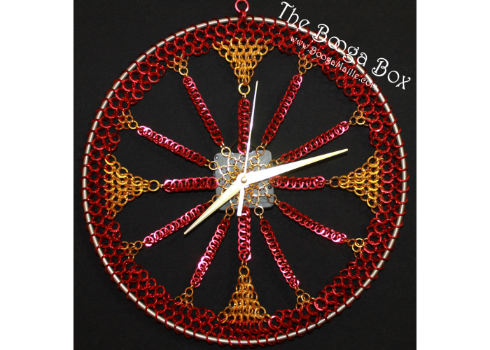 12" Wall Clock Gold and Red- Anodized Aluminum 12" Wall Clock Gold and Red- Anodized Aluminum